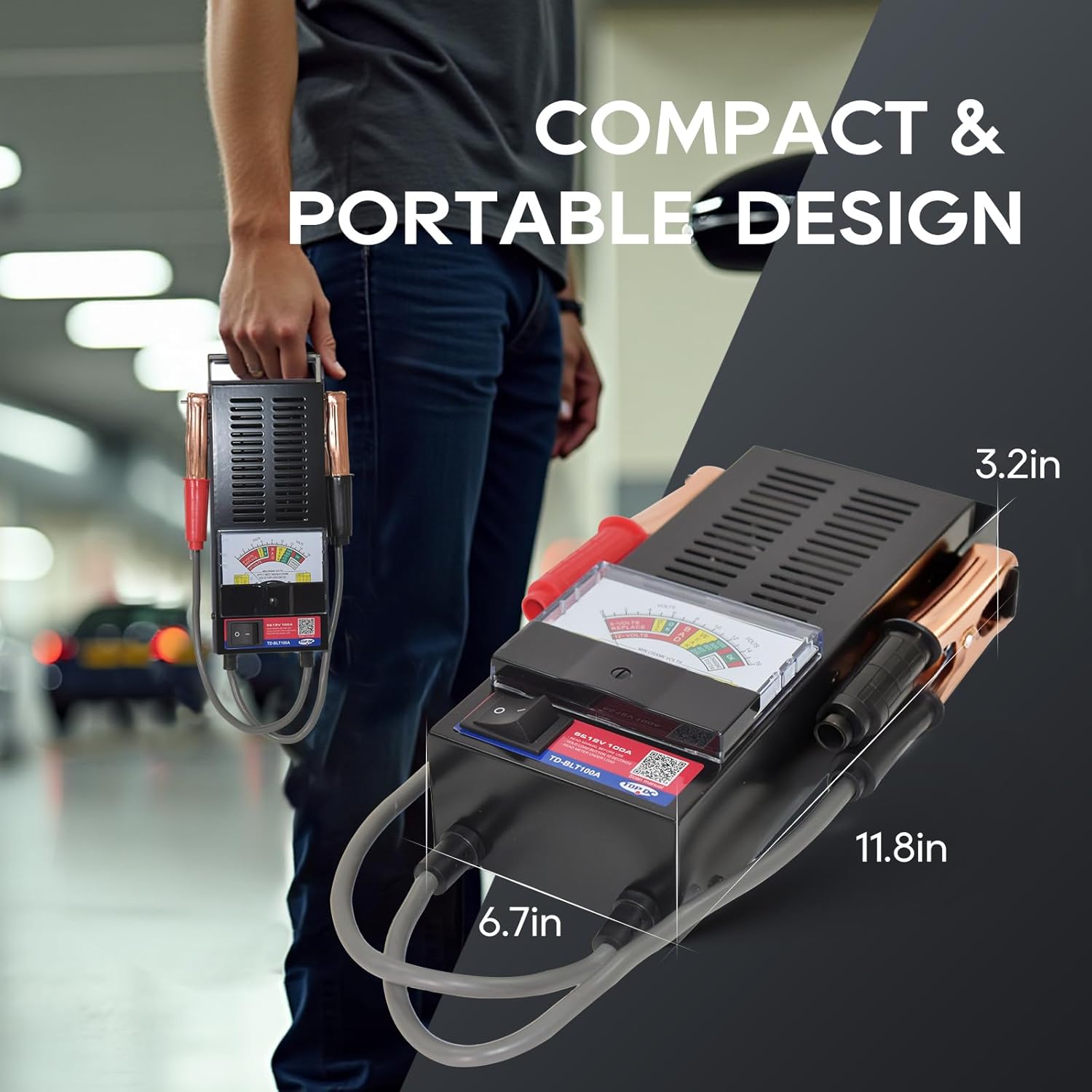 TOPDC Car Battery Tester, 6V/12V, Battery Load Tester 100-1000 CCA