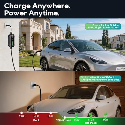 Tesla Portable EV Charger Level 1/2, 16A NEMA 6-20 & 5-15, 25ft NACS