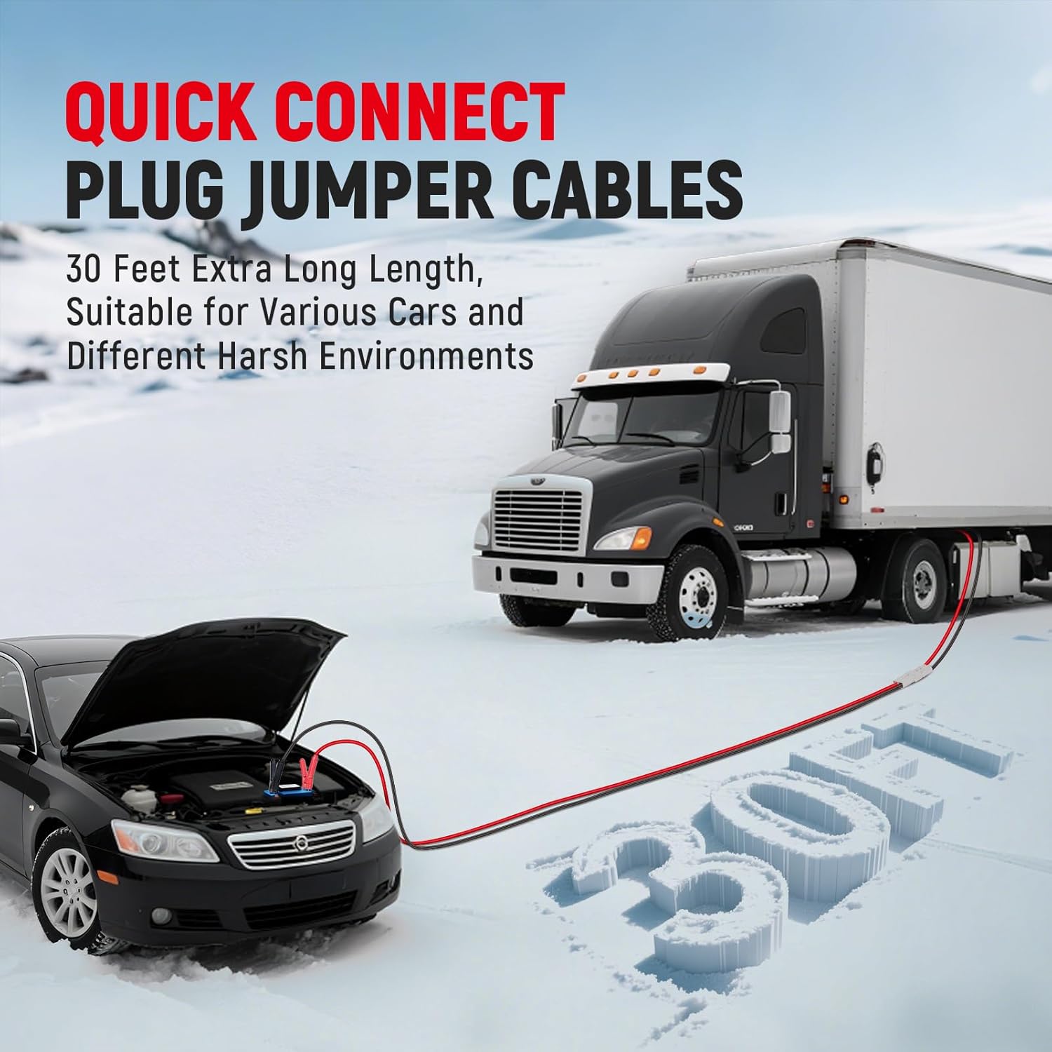 TOPDC 0 Gauge 30 Feet Jumper Cables with Quick Connect Plug for Car SUV and Trucks Battery