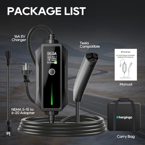Tesla Portable EV Charger Level 1/2, 16A NEMA 6-20 & 5-15, 25ft NACS
