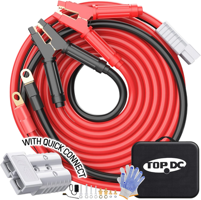 TOPDC 0 Gauge 30 Feet Jumper Cables with Quick Connect Plug for Car SUV and Trucks Battery