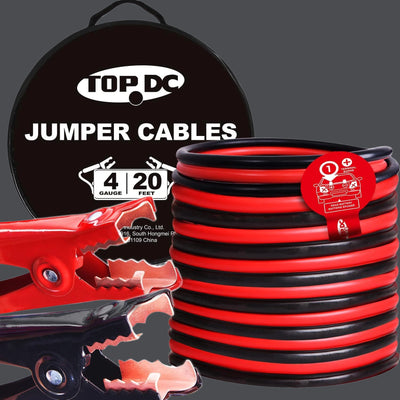 TOPDC 4 Gauge 20 Feet Jumper Cables for Car, SUV and Trucks Battery with Carry Bag