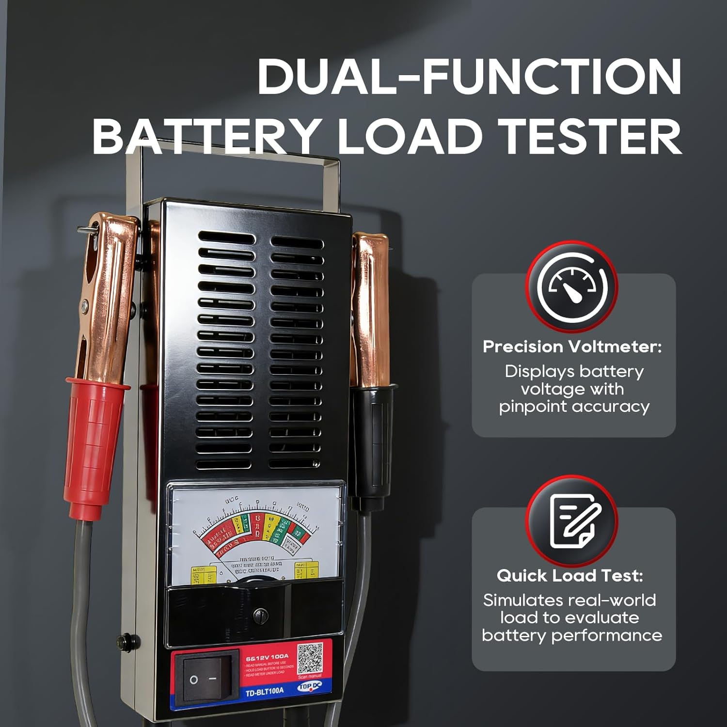 TOPDC Car Battery Tester, 6V/12V, Battery Load Tester 100-1000 CCA