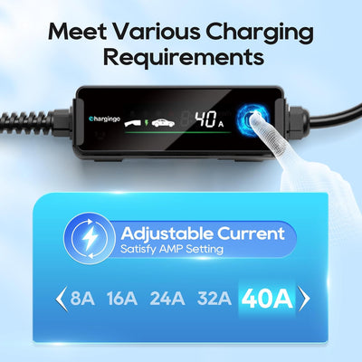 Portable Level 2 Tesla EV Charger 40A NEMA 14-50, 25ft NACS Adjustable