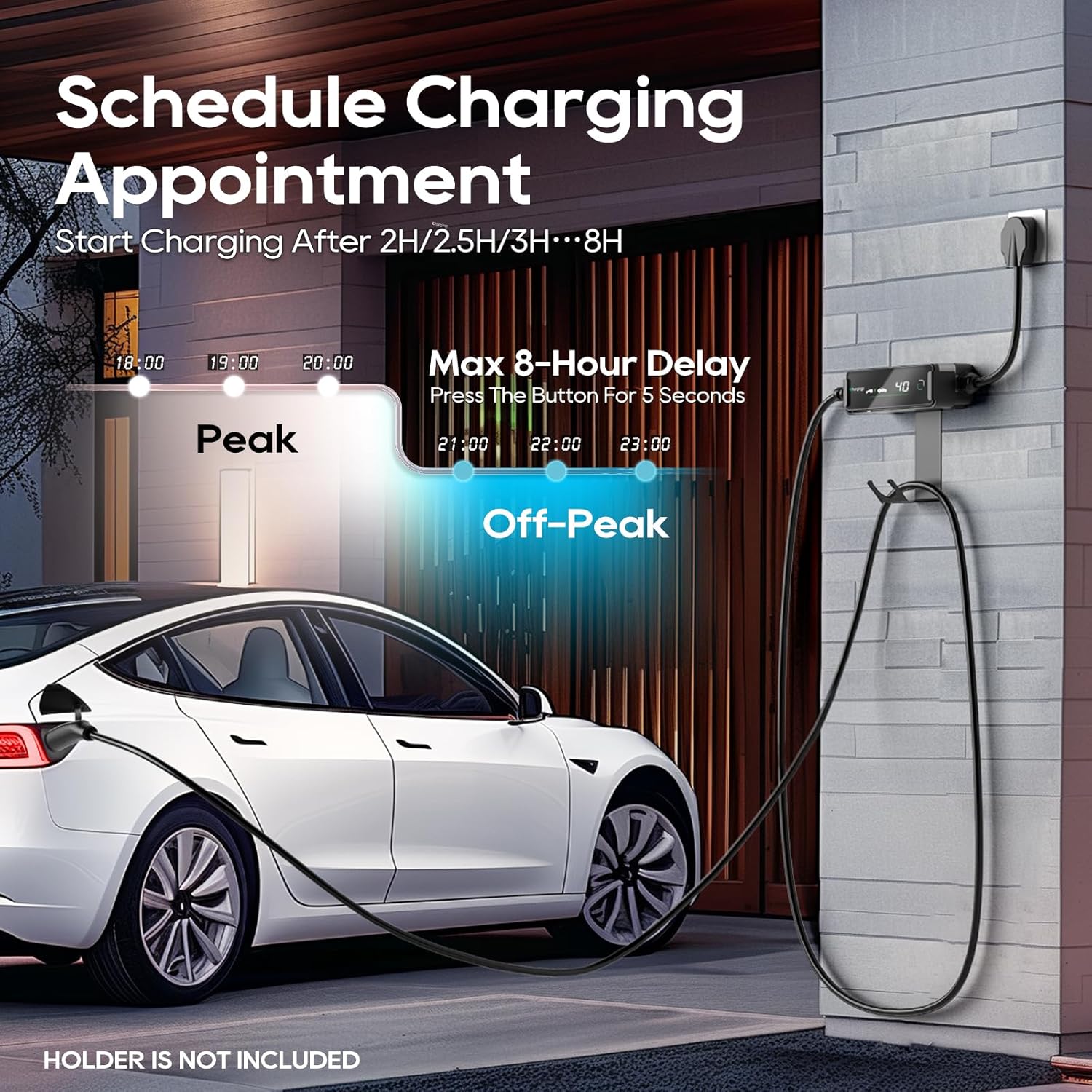 Portable Level 2 Tesla EV Charger 40A NEMA 14-50, 25ft NACS Adjustable