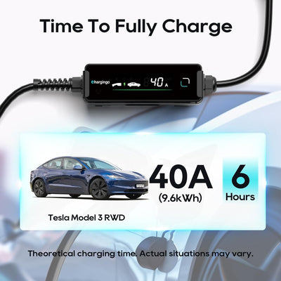 Portable Level 2 Tesla EV Charger 40A NEMA 14-50, 25ft NACS Adjustable